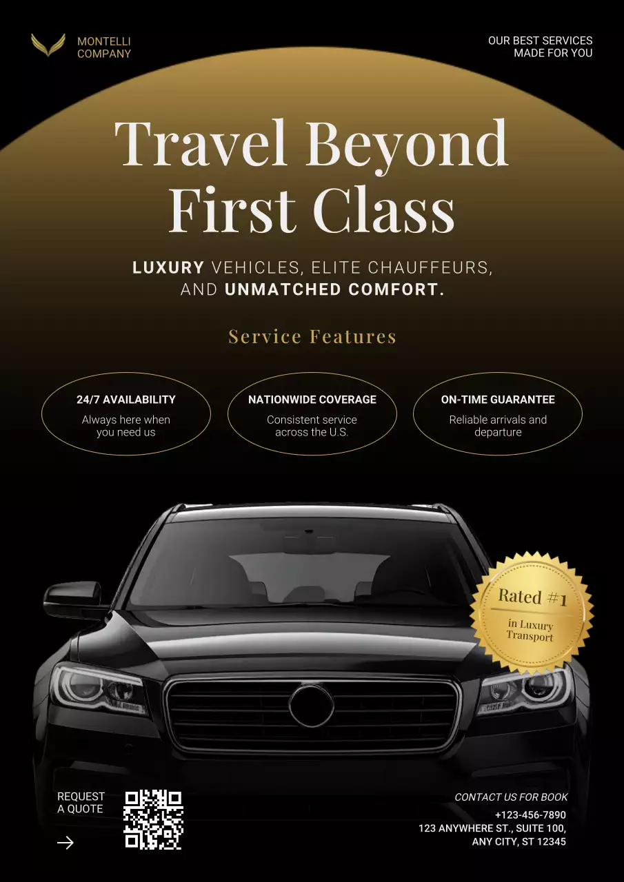 Black and Gold elegant Minimalist Transportation Service Poster