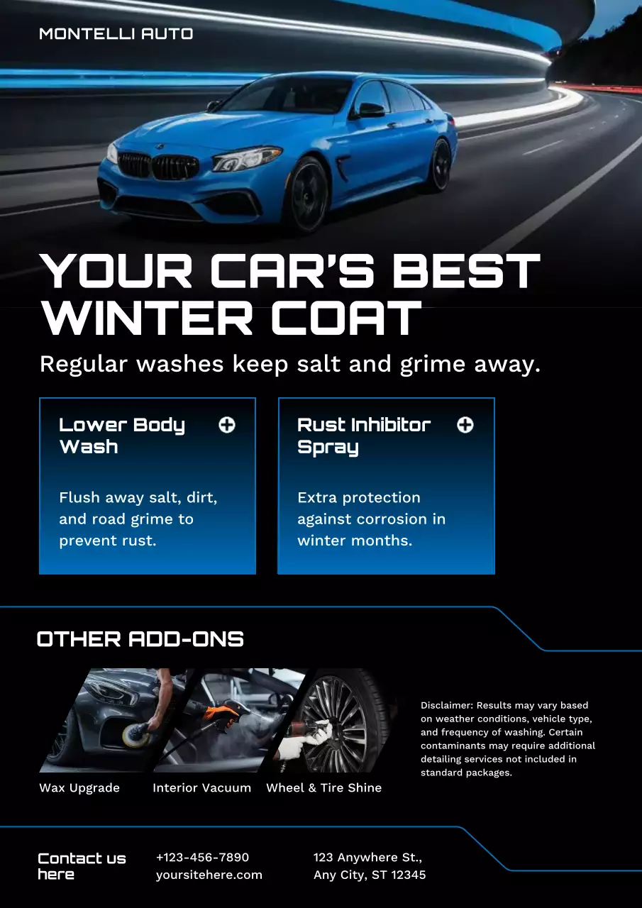 Black and Blue Bold Modern Car Service Winter Campaign Poster