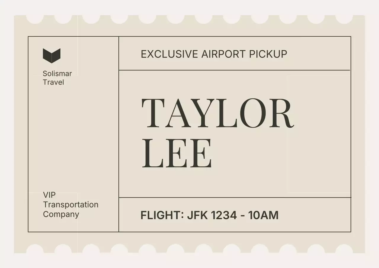 Beige Minimalist Airport Meet and Greet Sign Poster