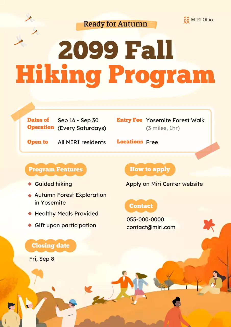 Orange Modern Fall Hiking Announcement
