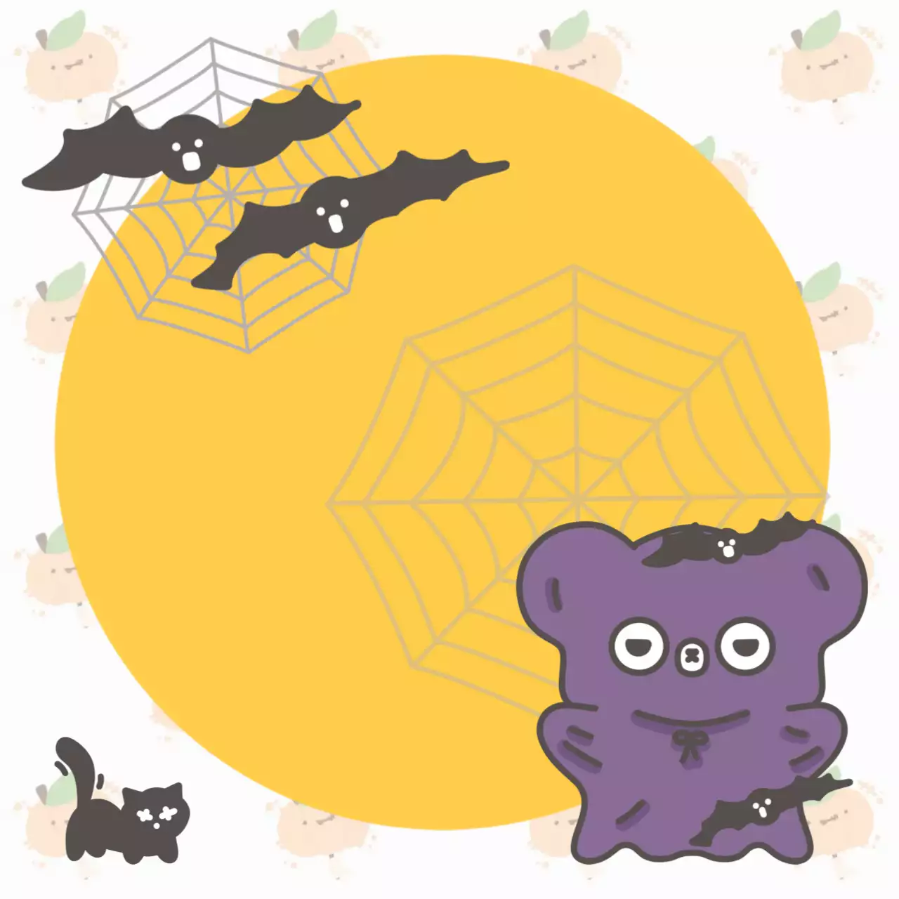 주황색과 보라색의 달콤 쌉싸름한 할로윈 초대장