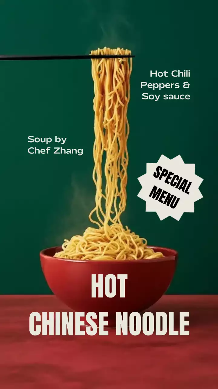 Red Modern Noodle Advertisement Instagram Story