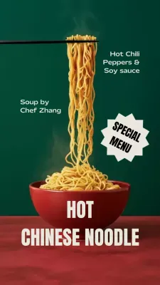 Red Modern Noodle Advertisement Instagram Story