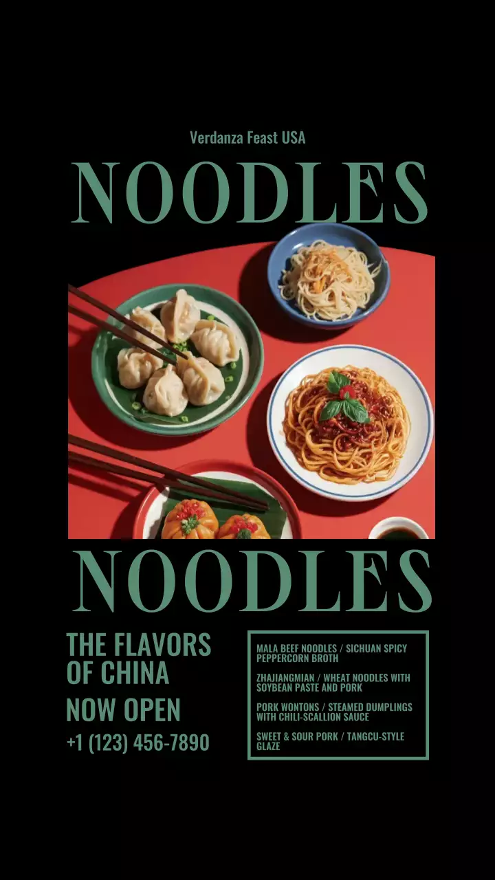 Red Modern Noodles Advertisement Instagram Story