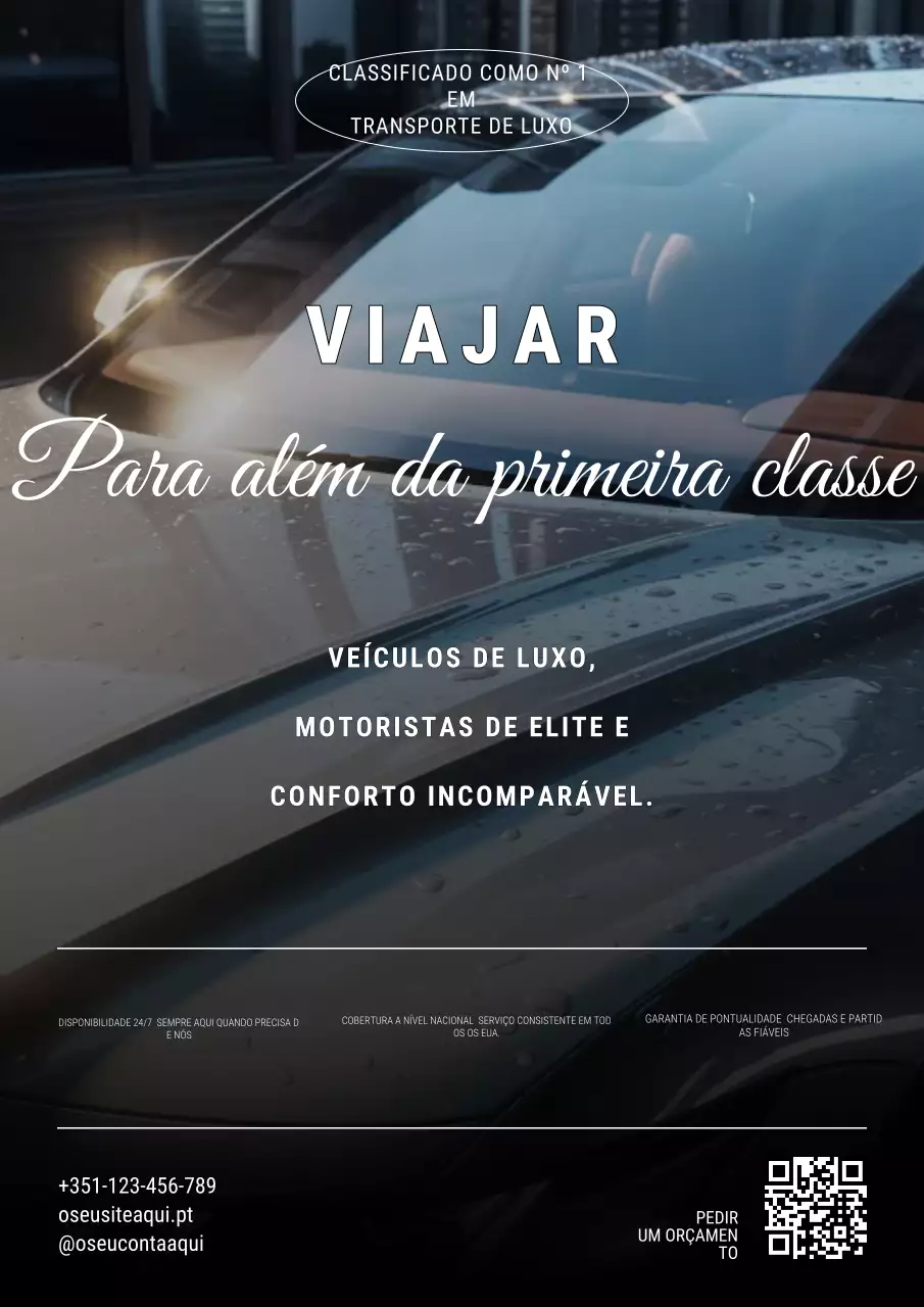 Cartaz promocional de transporte de viagens de luxo cinza
