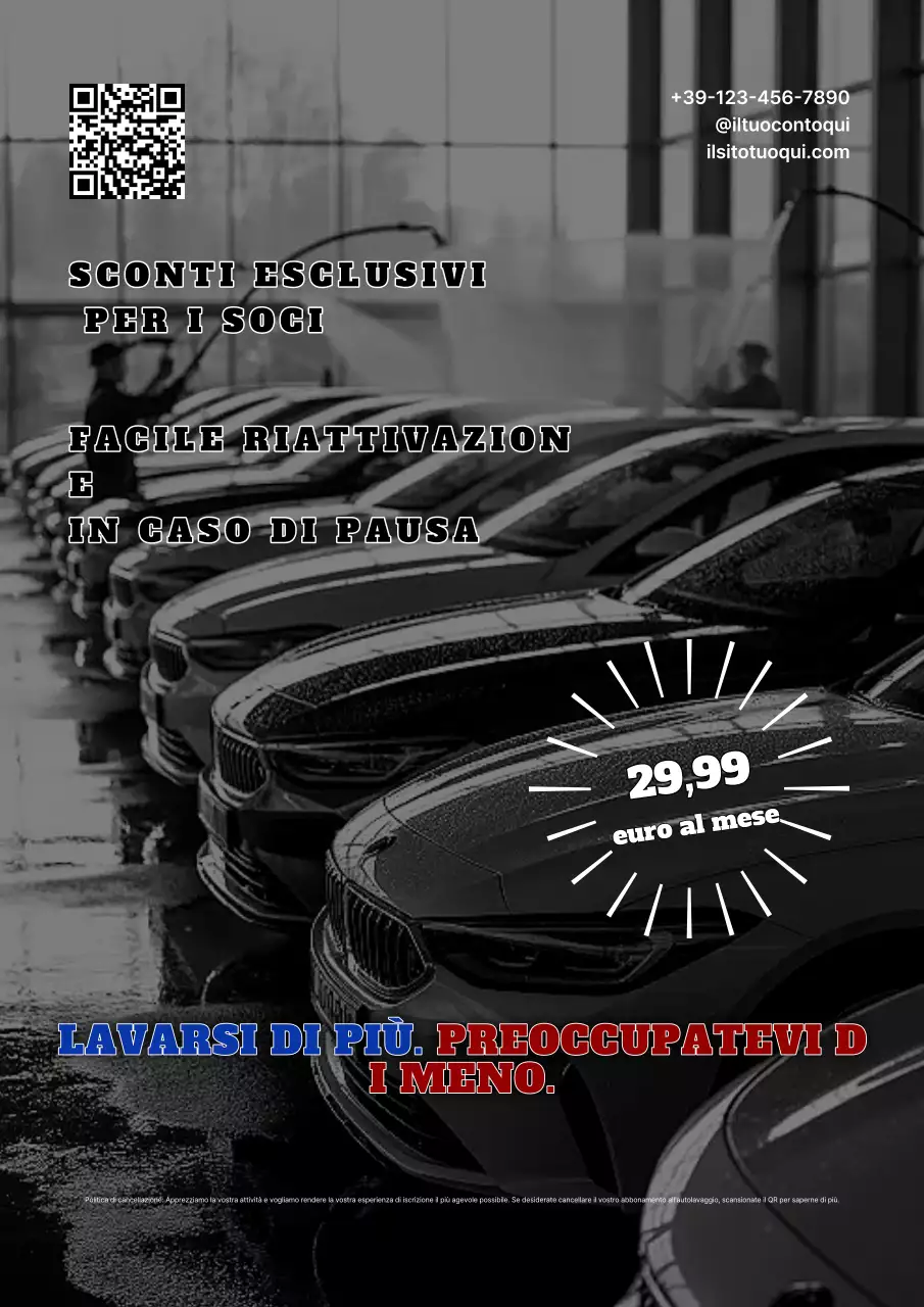 Manifesto promozionale per autolavaggio moderno blu