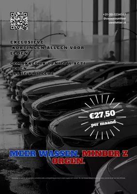 Blauwe moderne autowaspromotieposter