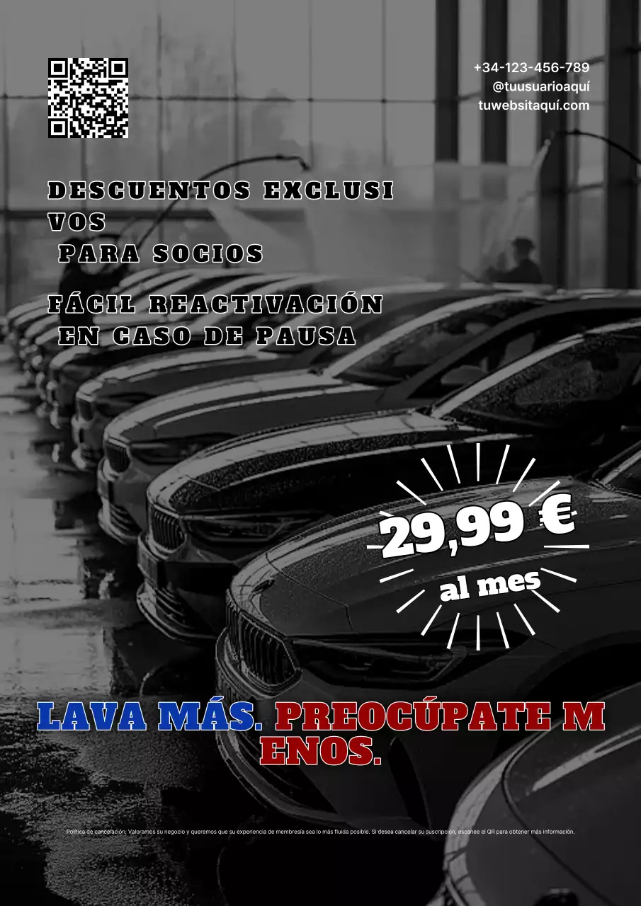 Cartel promocional de lavado de coches moderno azul