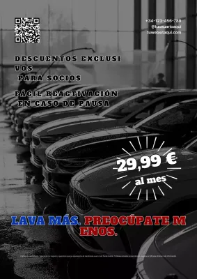 Cartel promocional de lavado de coches moderno azul