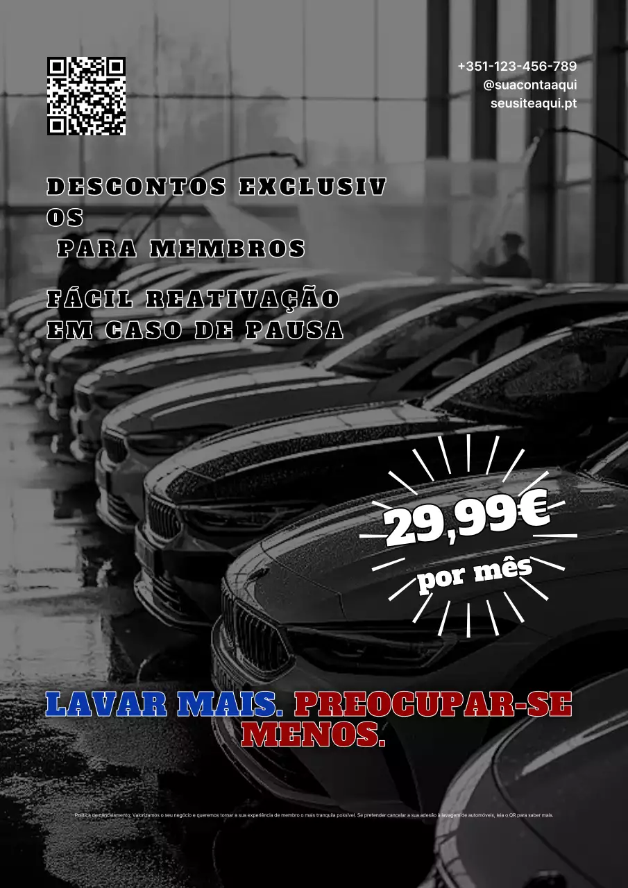 Cartaz promocional de lavagem de carros moderna azul