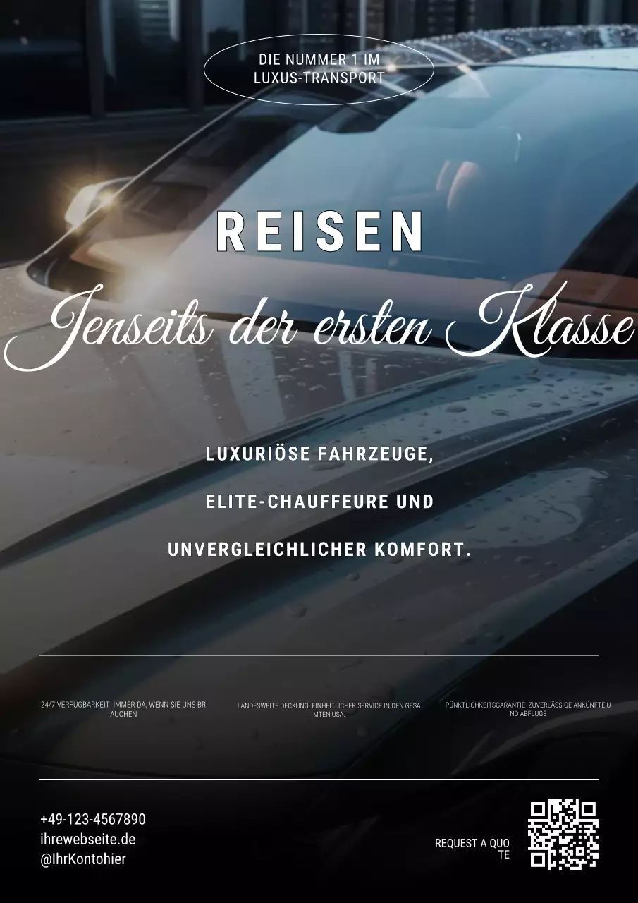 Graues Werbeplakat für Luxusreisetransporte