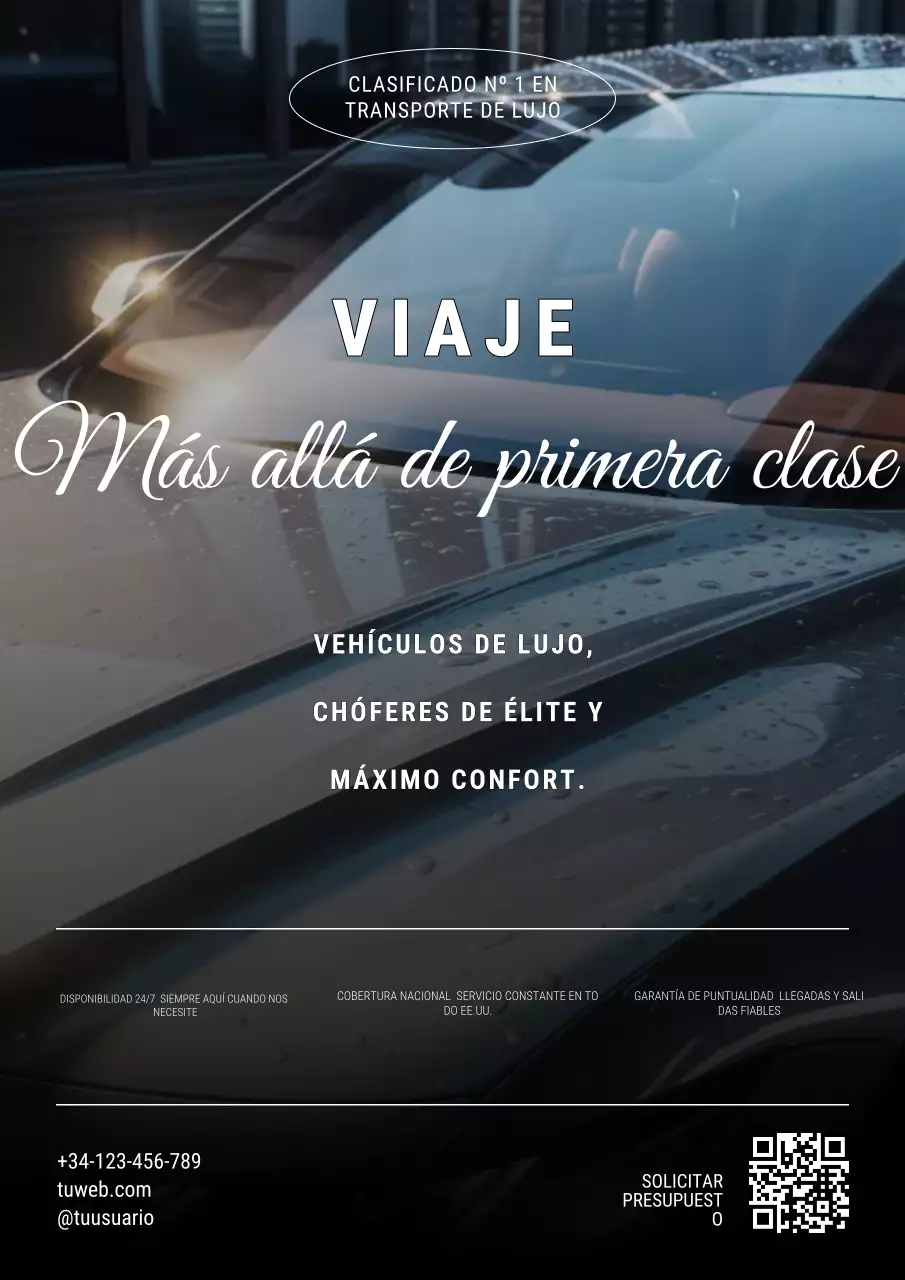 Póster promocional de transporte de lujo en gris