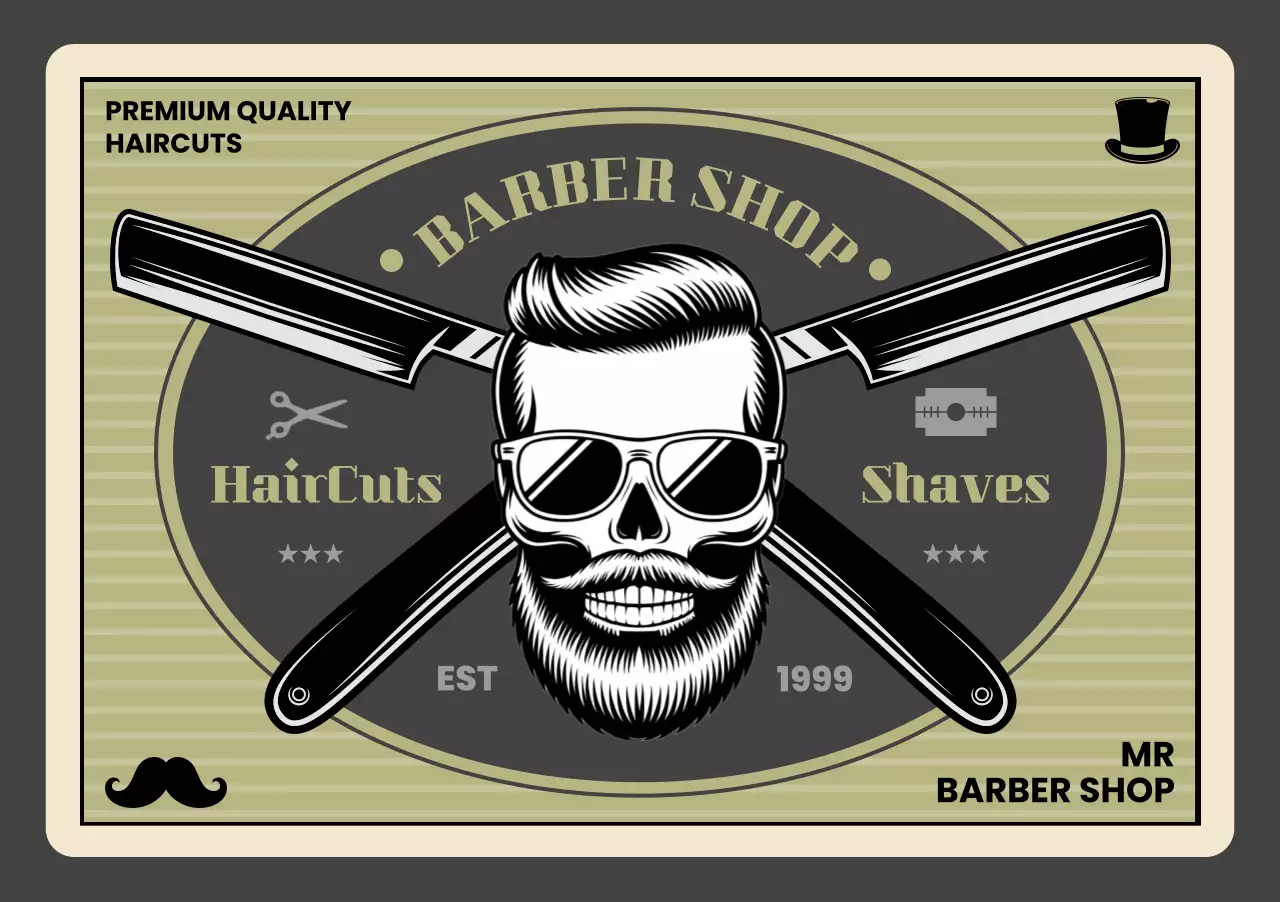 beige vintage barber advertisement