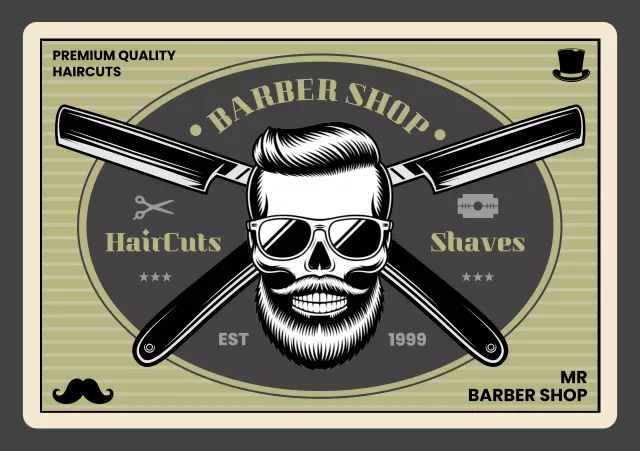 beige vintage barber advertisement