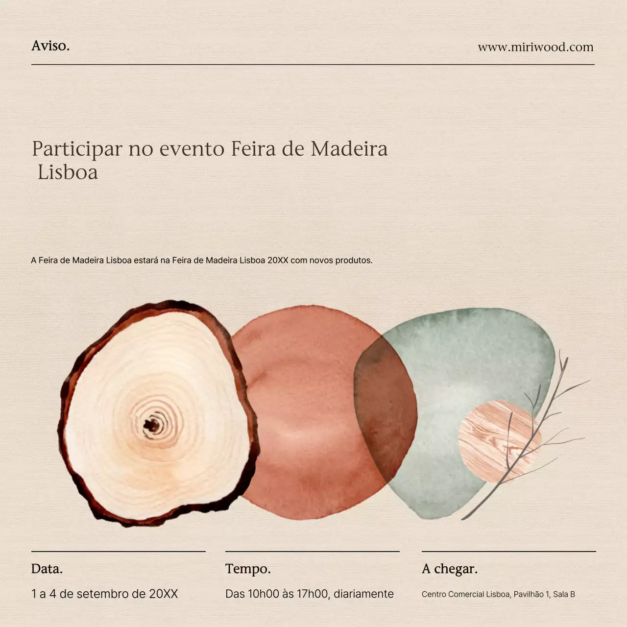 Guia de Participação da Feira de Madeira Simples Bege