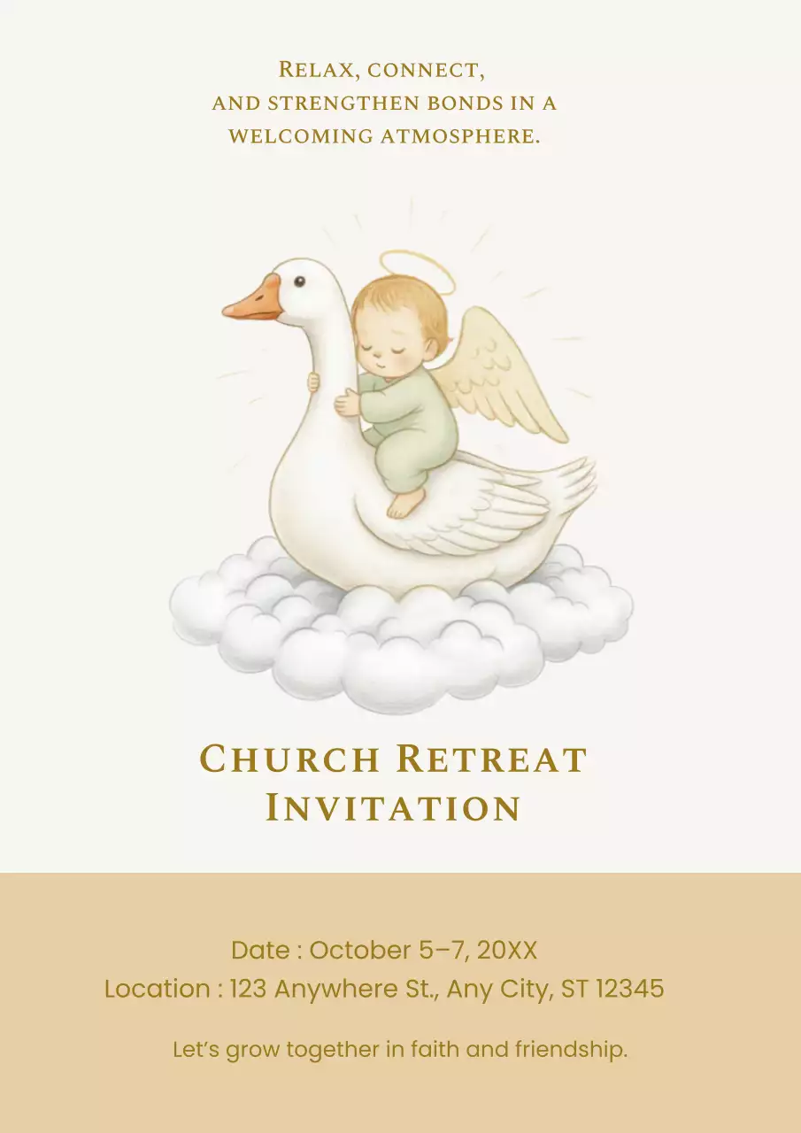 Beige Classic Church Invitation