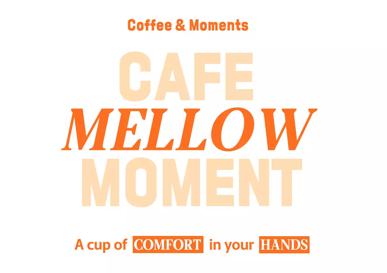 オレンジ モダン カフェ ロゴ テキスト