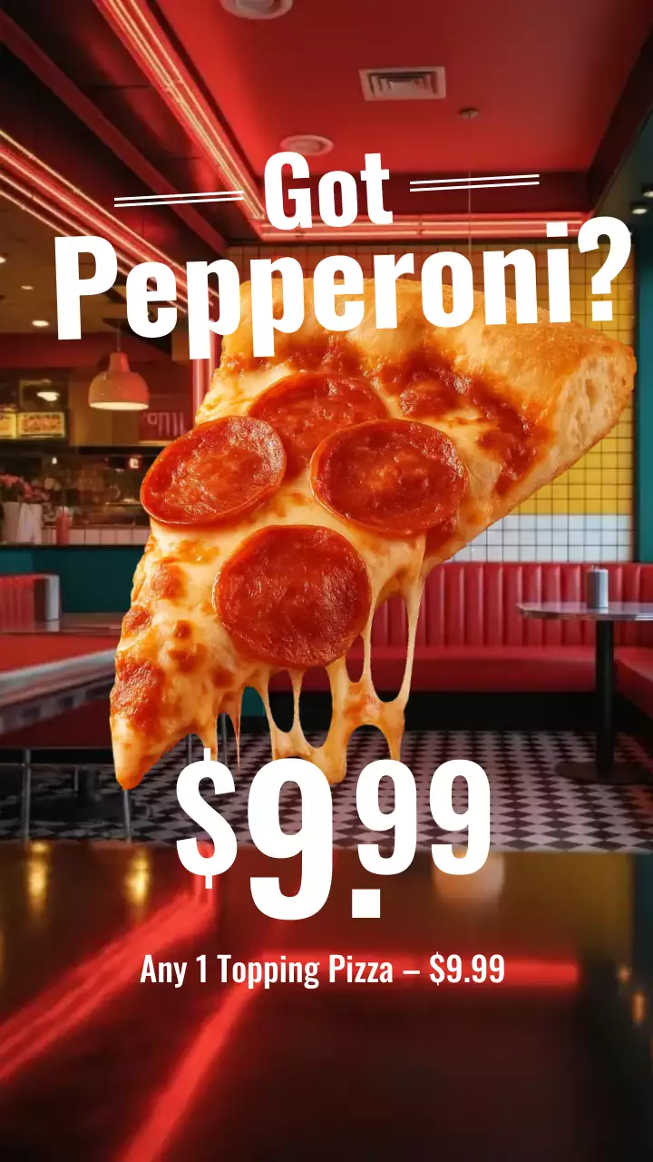 Postagem promocional de pizza retrô vermelha no Instagram