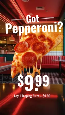 Postagem promocional de pizza retrô vermelha no Instagram