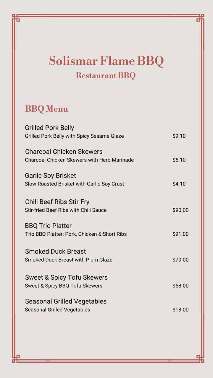 Beige Classic BBQ Menu Instagram Story