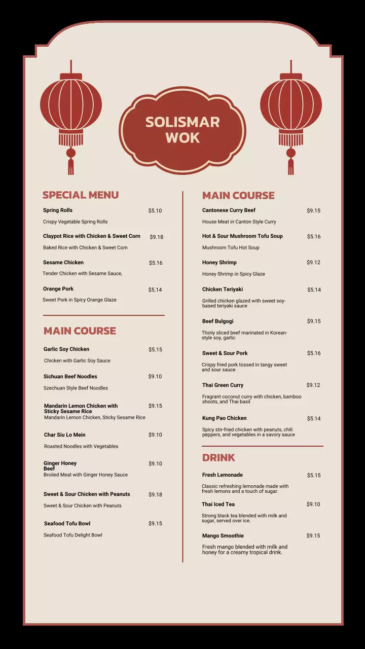 Beige Traditional Restaurant Menu Instagram Story