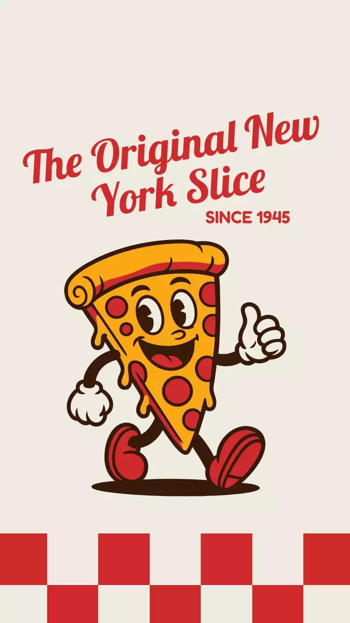 Publicação de pizza retrô bege no Instagram