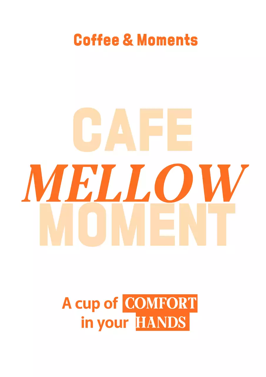 オレンジ モダン カフェ ポスター テキスト