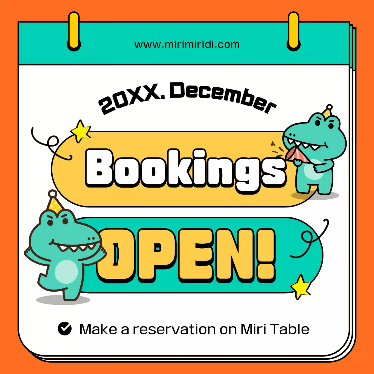 Orange Comic Bookings Announcement Social Media Post