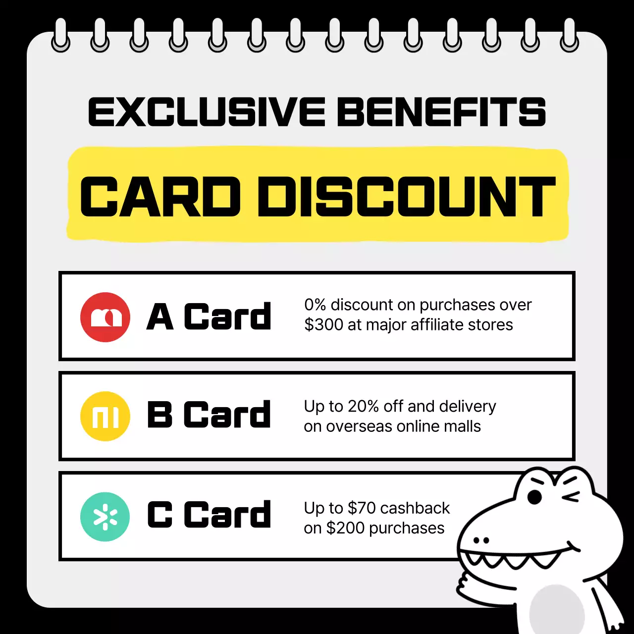 옐로우 심플 카드 프로모션 소셜 미디어 포스트