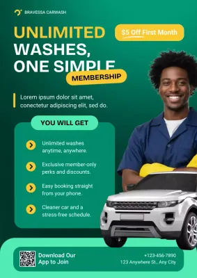 Gradient Modern Car Wash Loyalty App Membership Promotion Poster