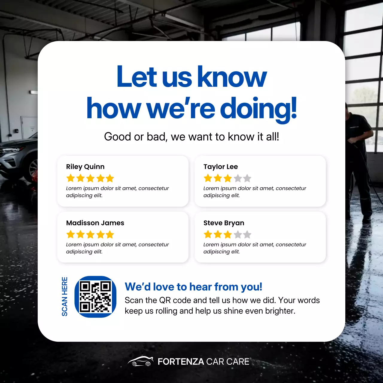 Blue Modern Feedback Review Instagram Post