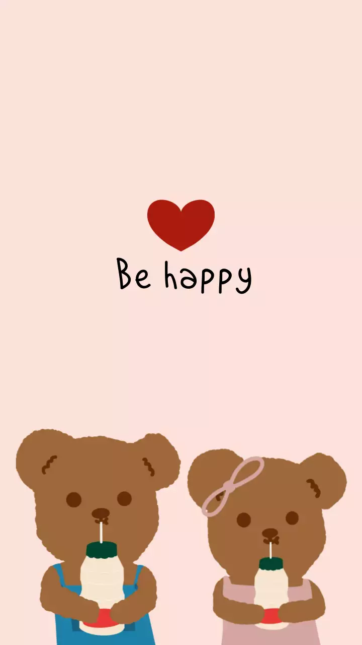 분홍색의 귀엽고 심플한 곰돌이 바탕