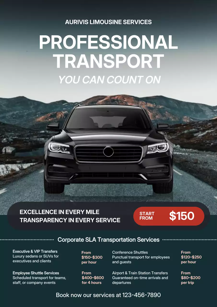 Black Modern Transport Promotion Poster