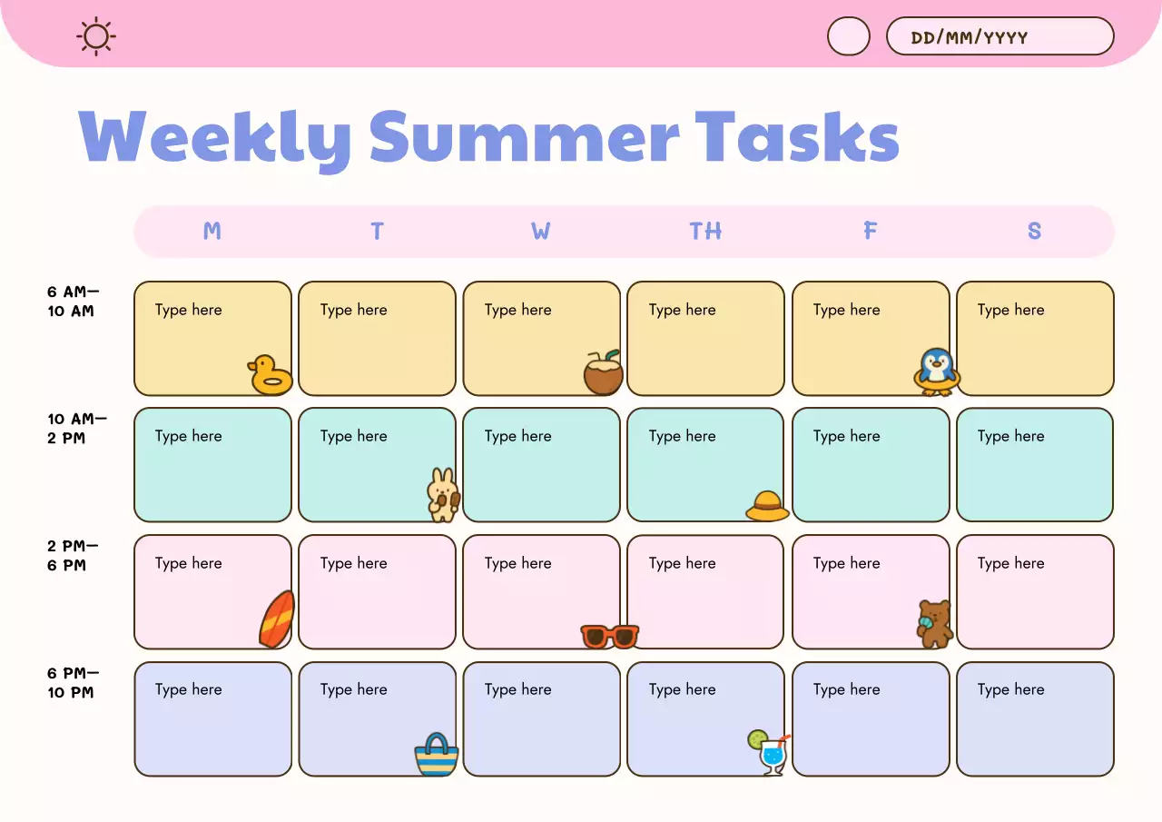 Pastel Cute Summer Planner Poster