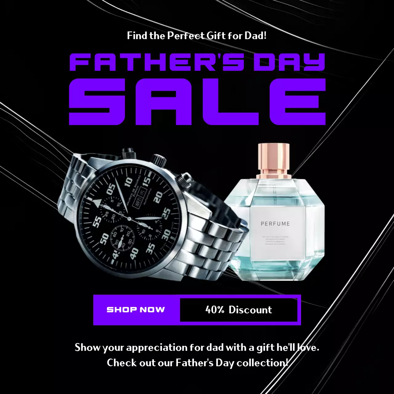 Black Modern Father's Day Promotion Social Media Post
