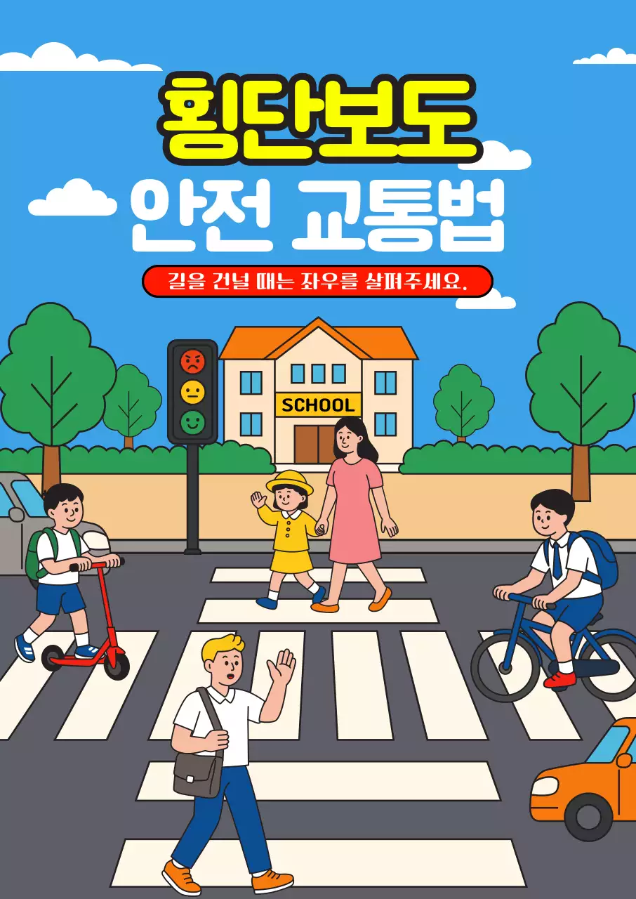 하늘색 아기자기한 안전 캠페인