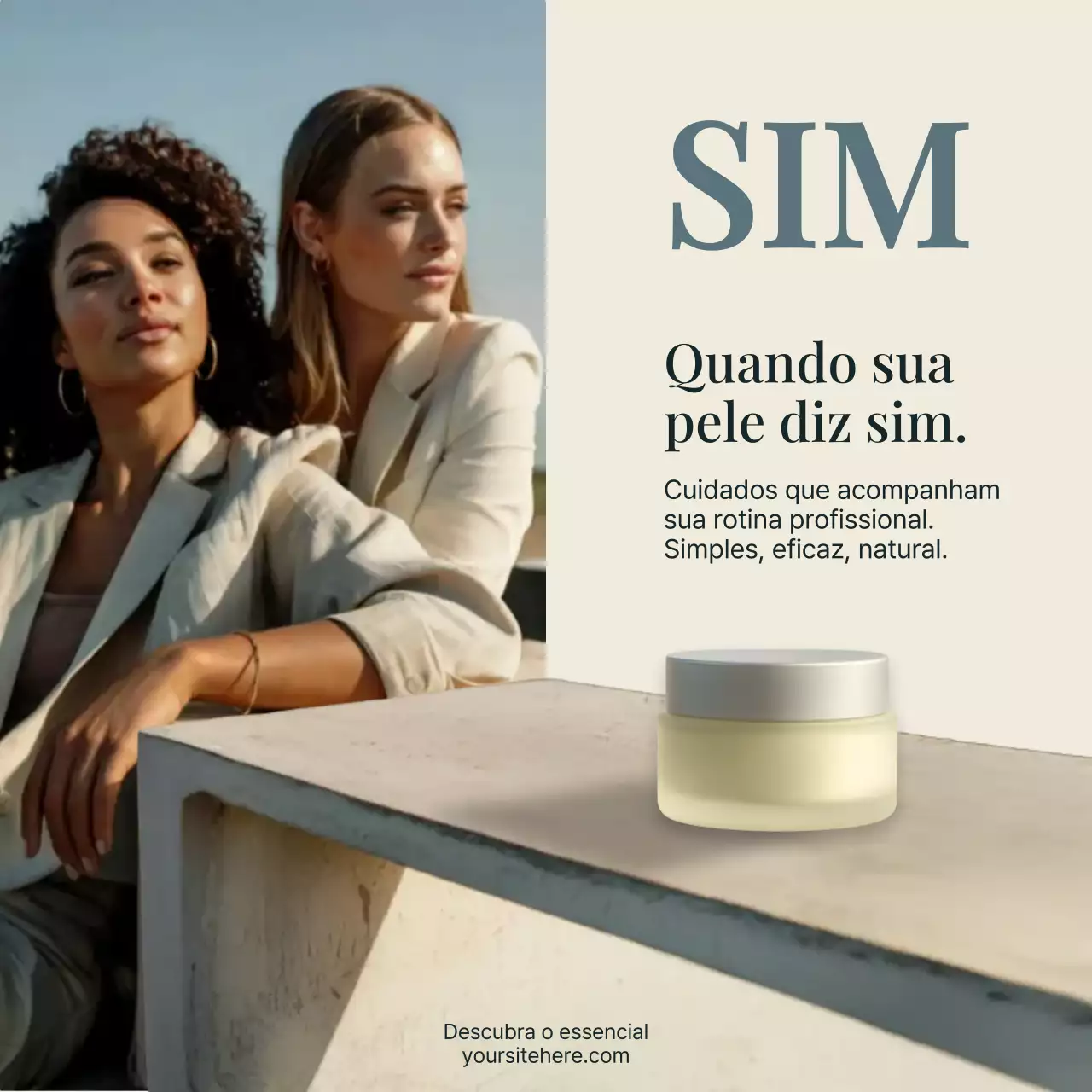 Publicação de mídia social sobre cuidados com a pele modernos bege