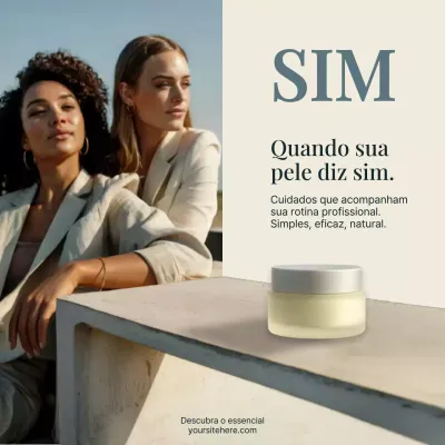 Publicação de mídia social sobre cuidados com a pele modernos bege