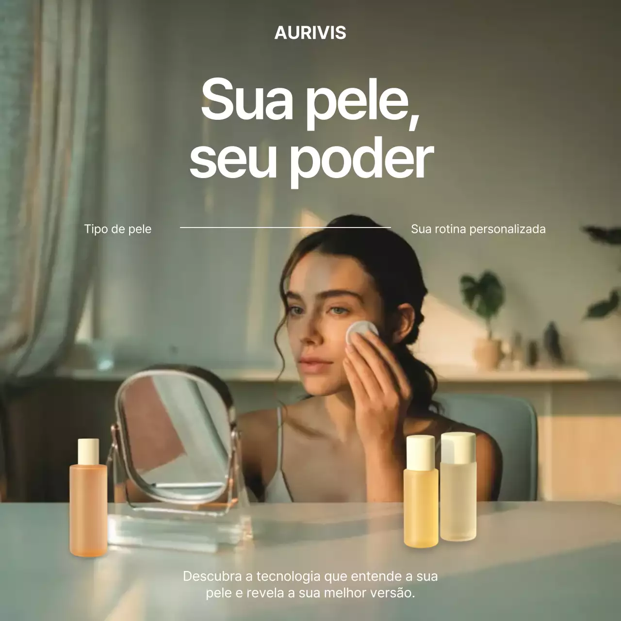 Publicação de mídia social sobre cuidados com a pele modernos bege