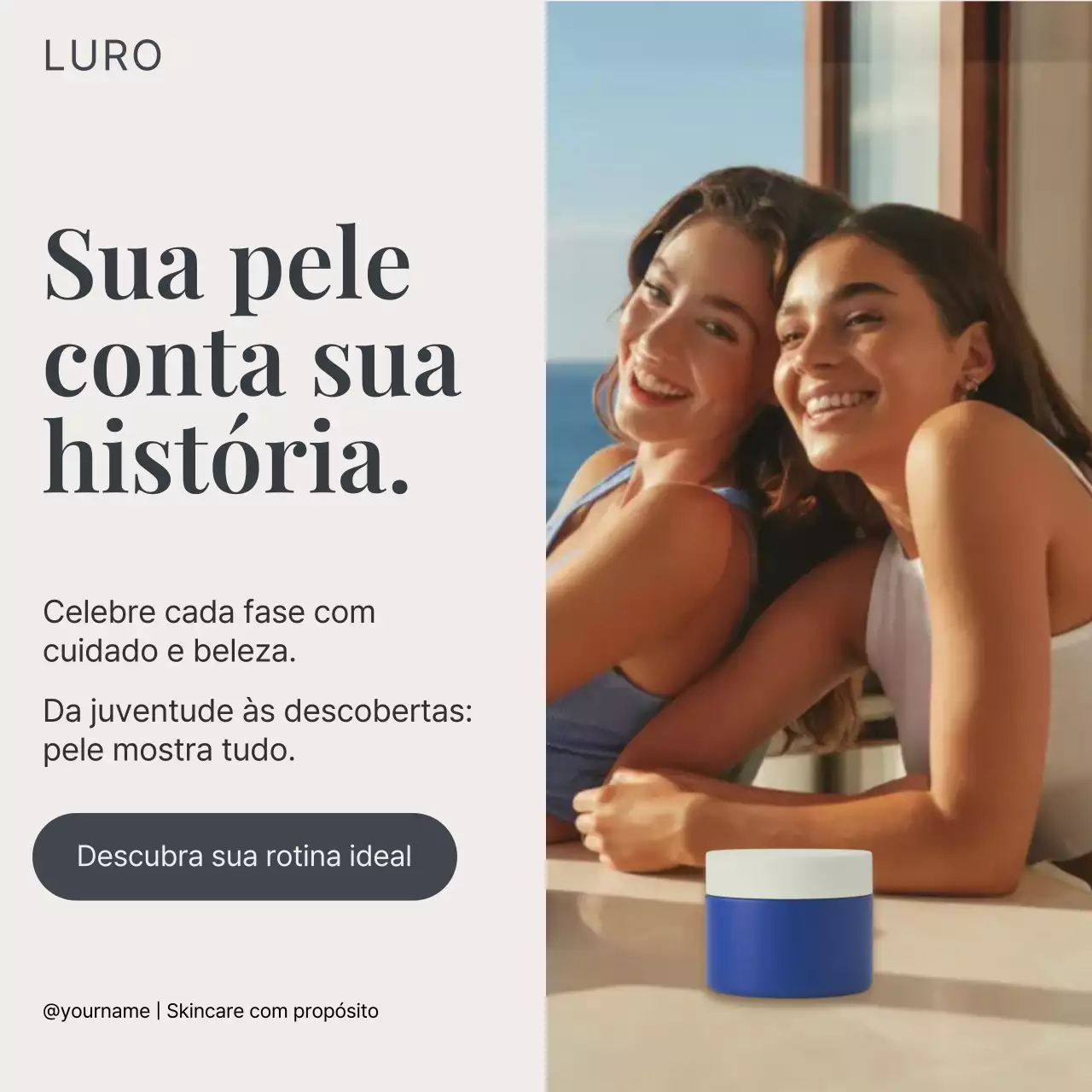 Publicação de mídia social sobre cuidados com a pele modernos bege