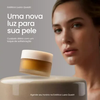 Postagem de promoção de cuidados com a pele elegante bege nas redes sociais