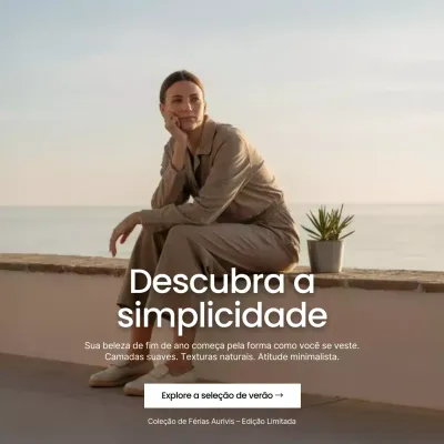 Postagem de promoção de moda minimalista bege em mídia social