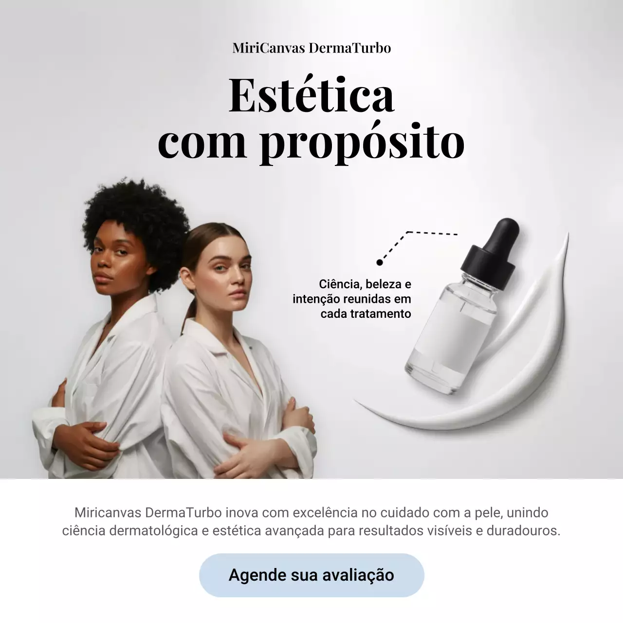 Publicação de mídia social sobre produtos para cuidados com a pele modernos e brancos