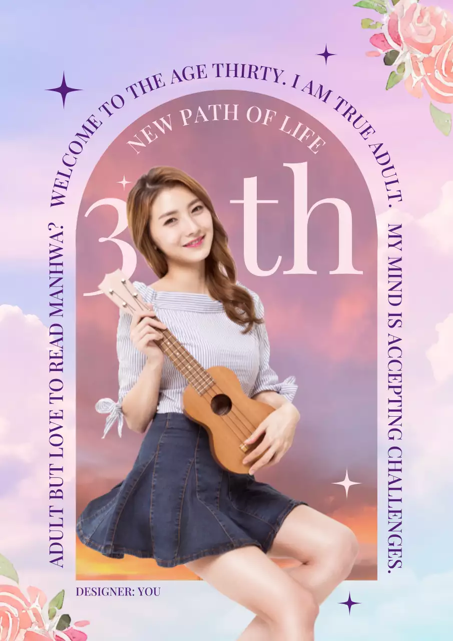 purple aesthetic adulthood announcement