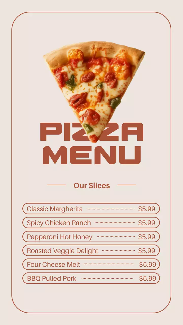 Beige Modern Pizza Menu Instagram Post