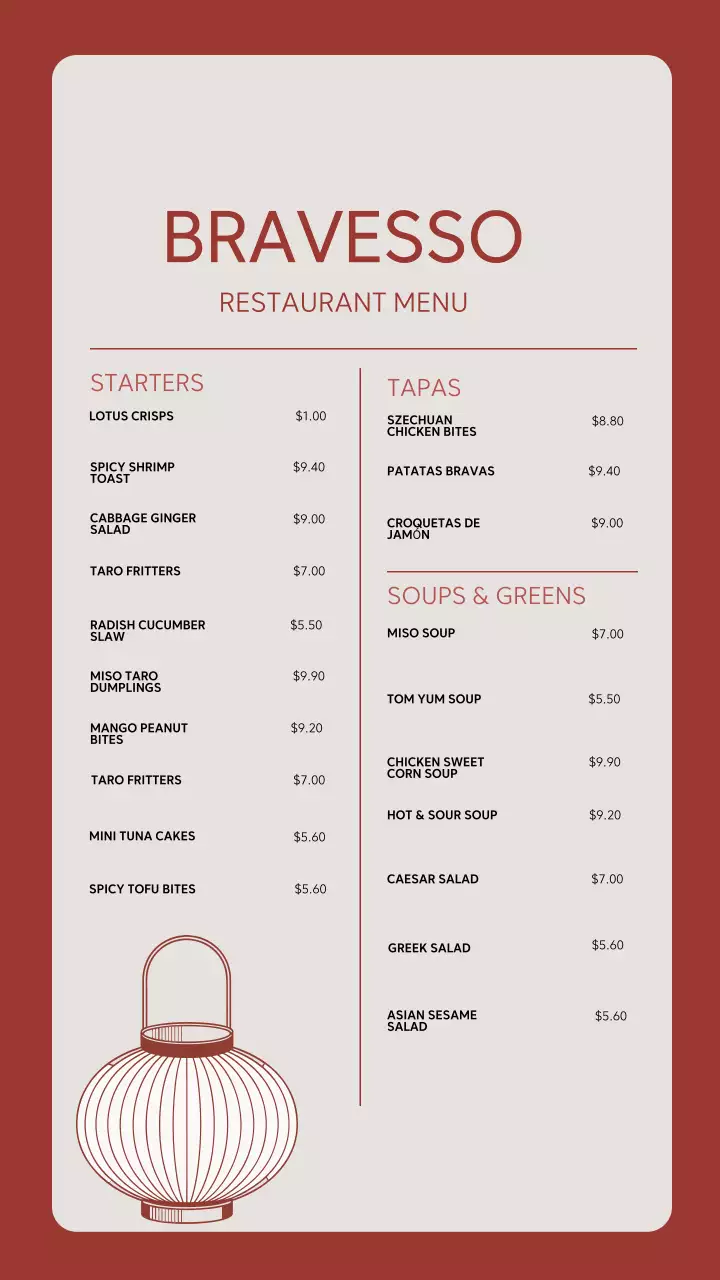 Red Elegant Restaurant Menu Design Instagram Story