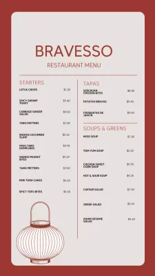 Red Elegant Restaurant Menu Design Instagram Story