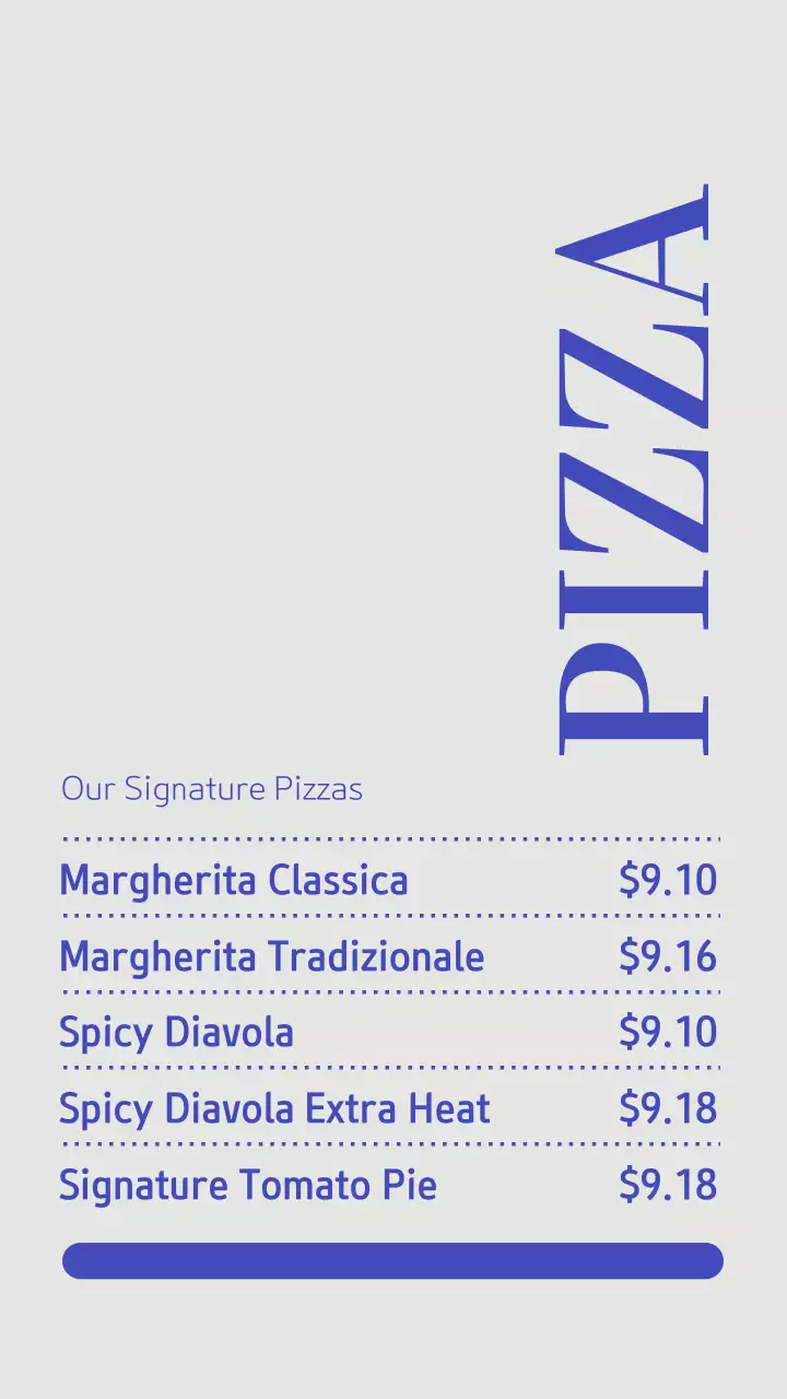 Postagem no Instagram do cardápio da Blue Modern Pizza