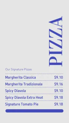 Postagem no Instagram do cardápio da Blue Modern Pizza