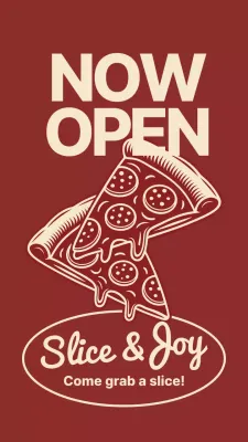 Red Retro Pizza Announcement Instagram Post